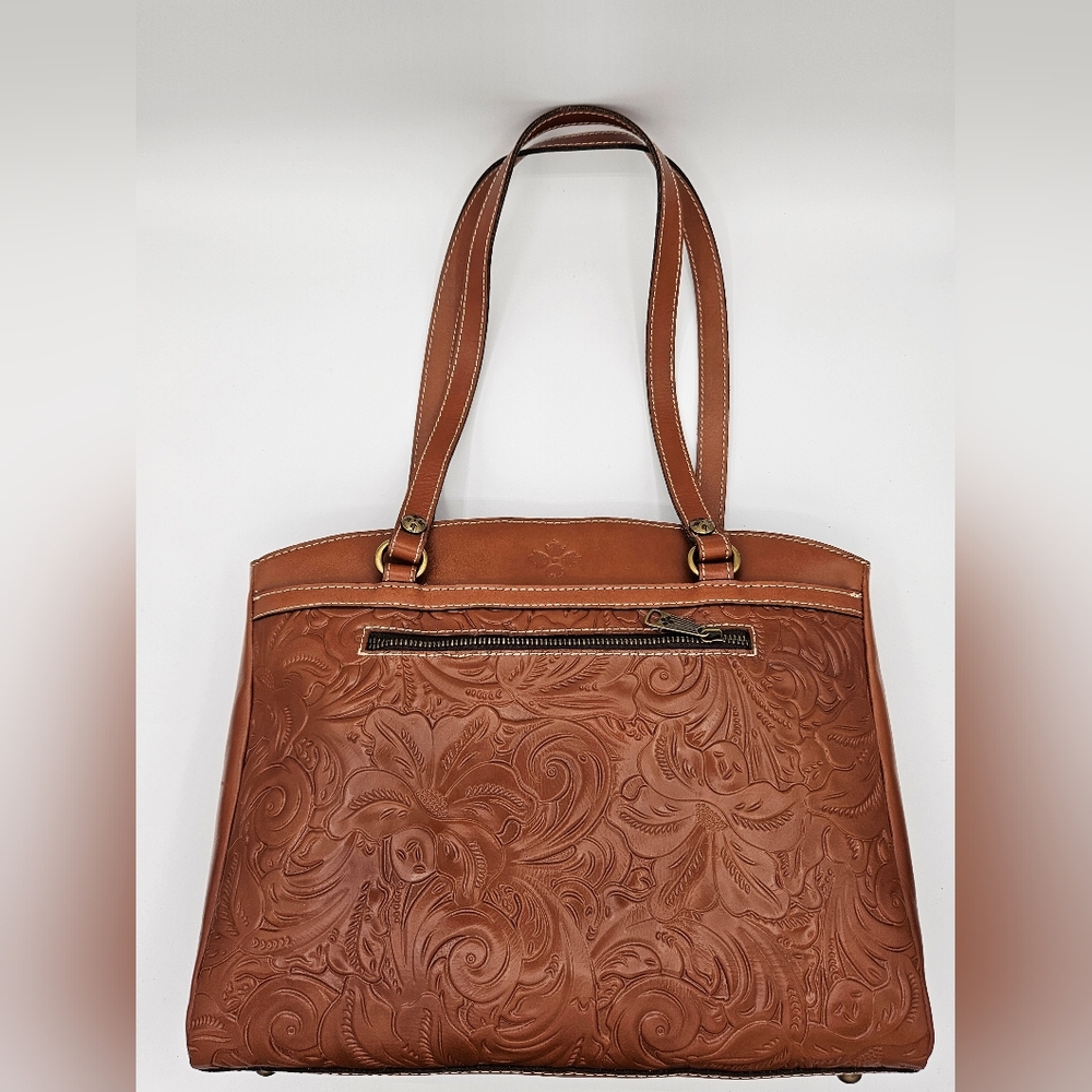 Patricia Nash Poppy Florence Tote Tooled Leather Bag Brown